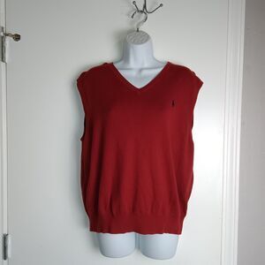 Polo Ralph Lauren 100% Pima Cotton Sweater Vest Men's Size‎ L Red